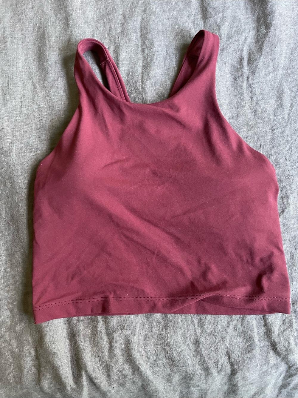 High-Neck Burgundy Women’s Cropped Tank Top